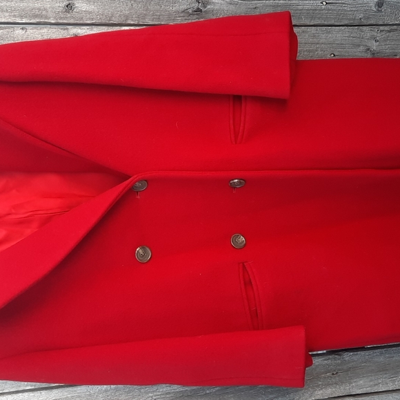 Vintage Red Wool Coat 14 Perry Ellis Portfolio - Picture 3 of 6